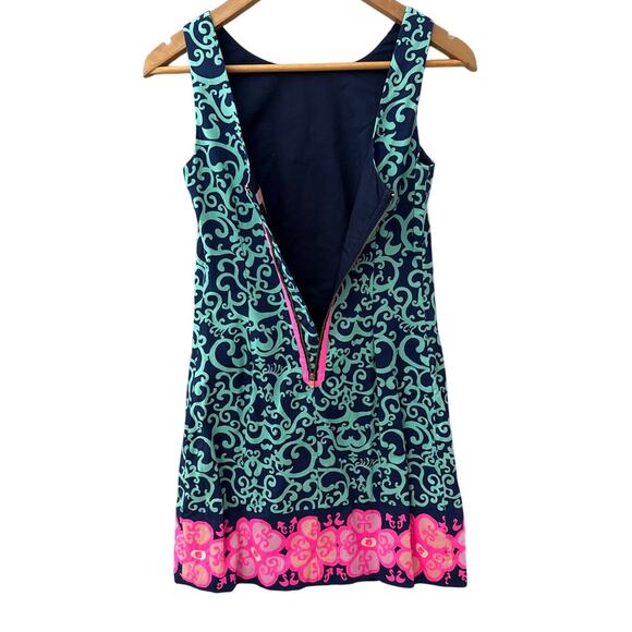 Lilly Pulitzer Delia Shift Dress Fountain Hopping Engineered Floral Size 00 - Picture 6 of 11